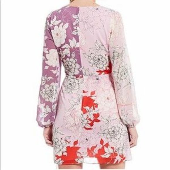 Gorgeous Belle Badgley Mischka Renee Combo Printed Floral Cocktail Dress Size 6 - Picture 2 of 5